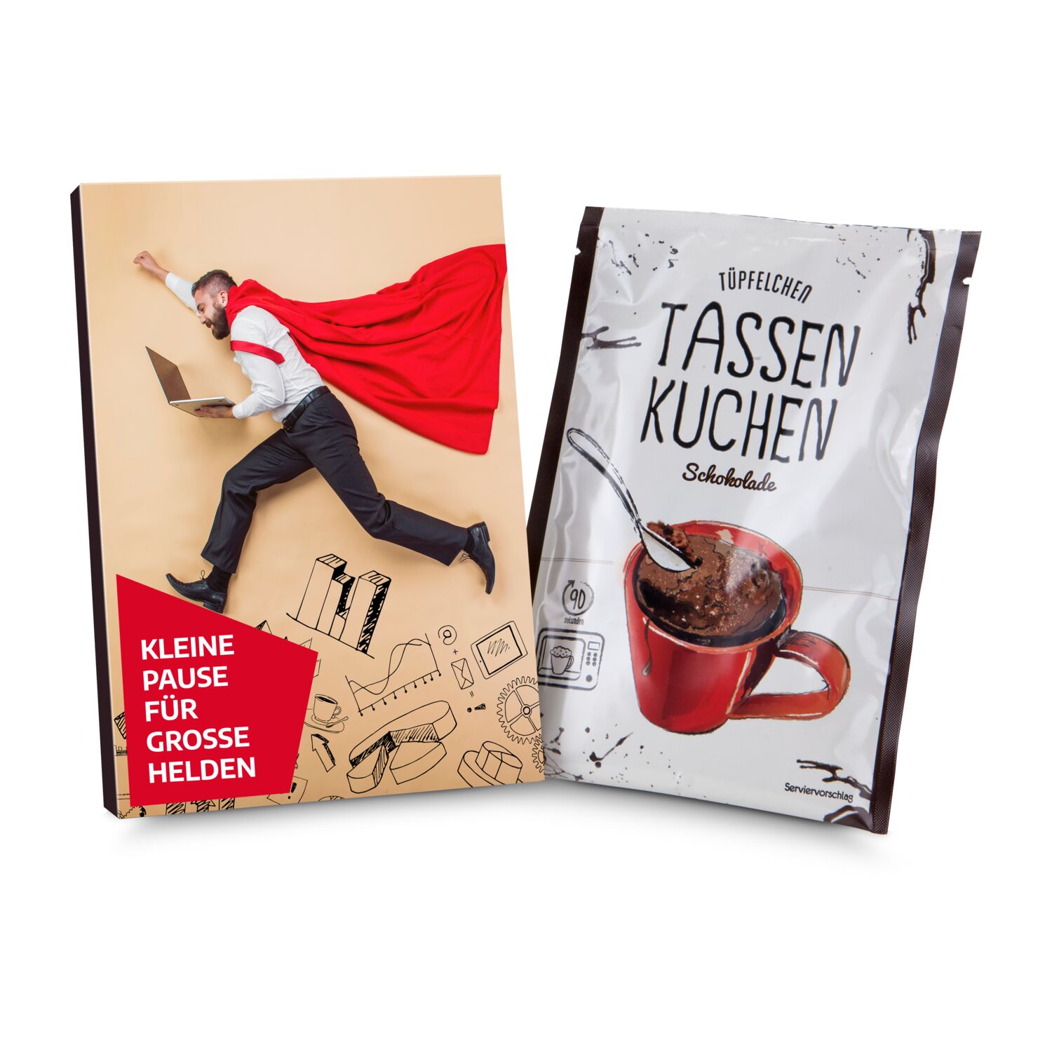Backmischung (70 g) für einen Schokoladenkuchen in der Tasse, ideal für Homeoffice Mitarbeiter
