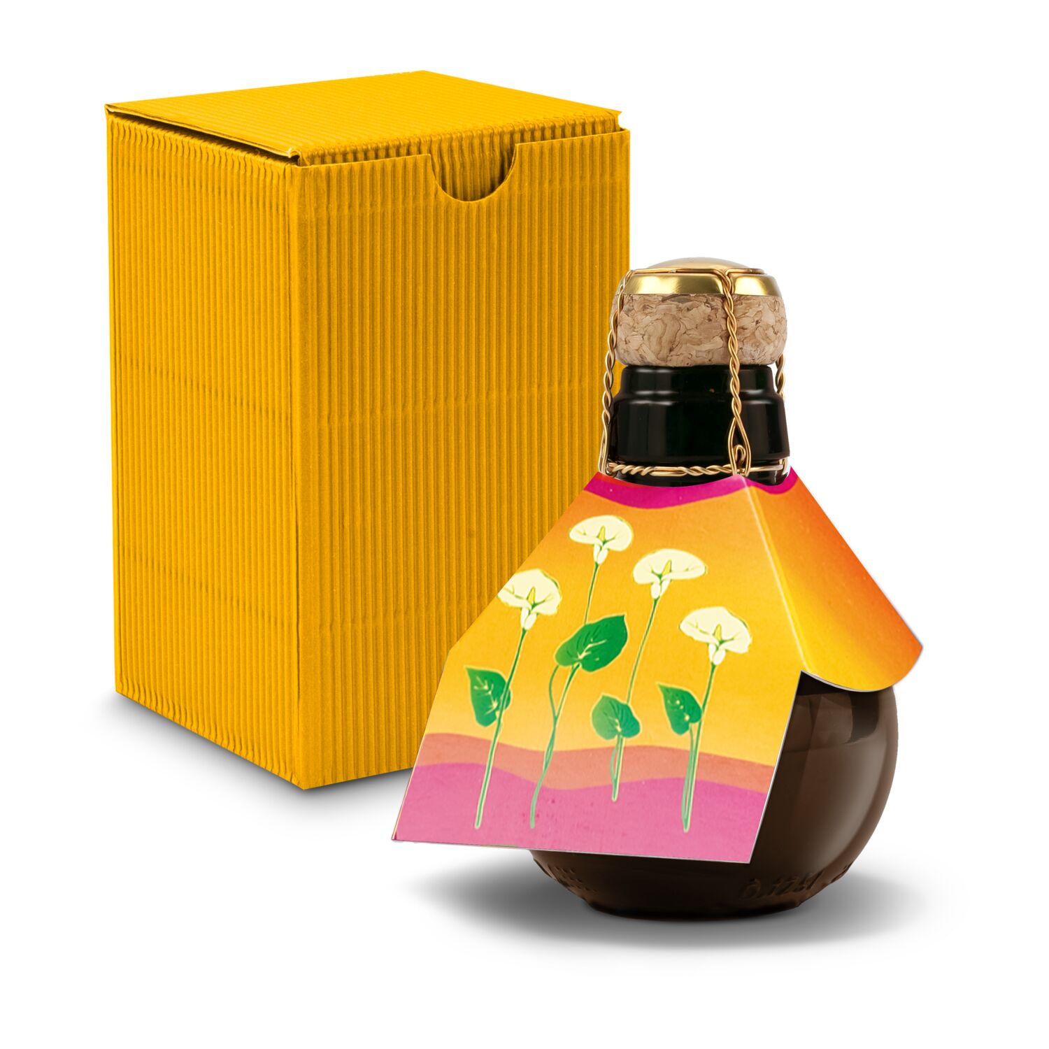 0,125 l hochwertiger Sekt brut in origineller Flasche, Alkohol 12% Vol. - Inklusive Geschenkkarton