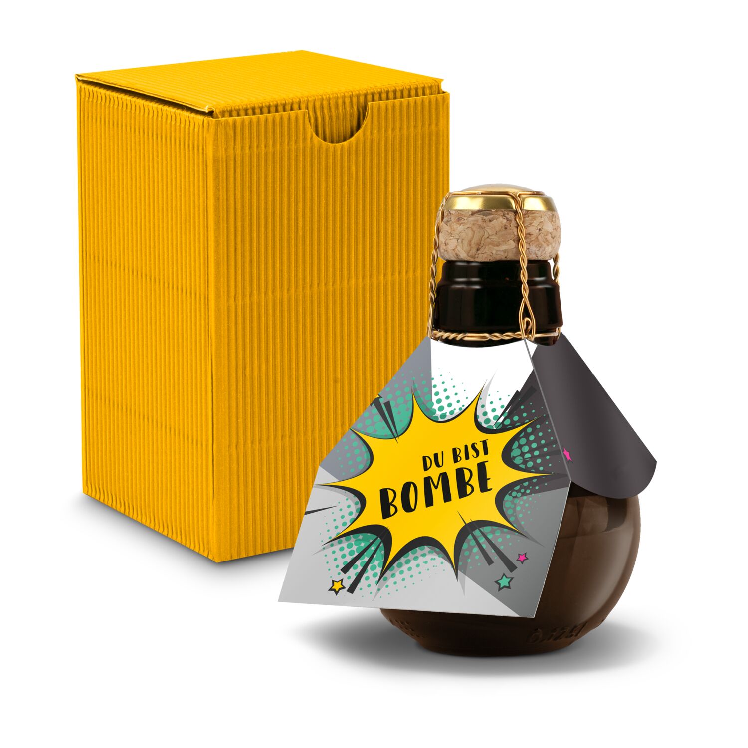 0,125 l hochwertiger Sekt brut in origineller Flasche, Alkohol 12% Vol. - Inklusive Geschenkkarton