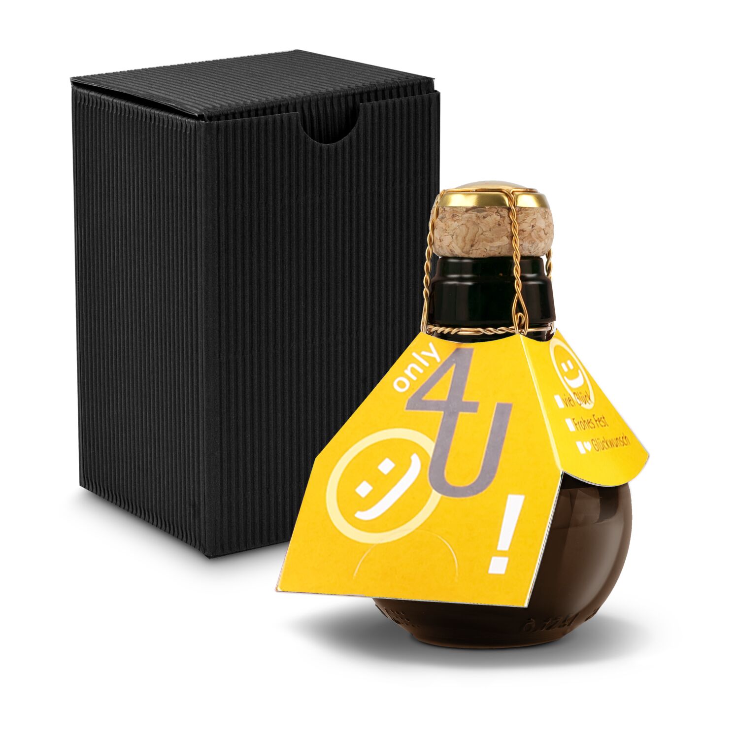 Origineller Sekt Only 4 u - Karton Schwarz, 125 ml 2K1358b2
