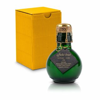 Origineller Sekt schwarzer Anhänger - Karton Gelb, 125 ml 2K1358c1
