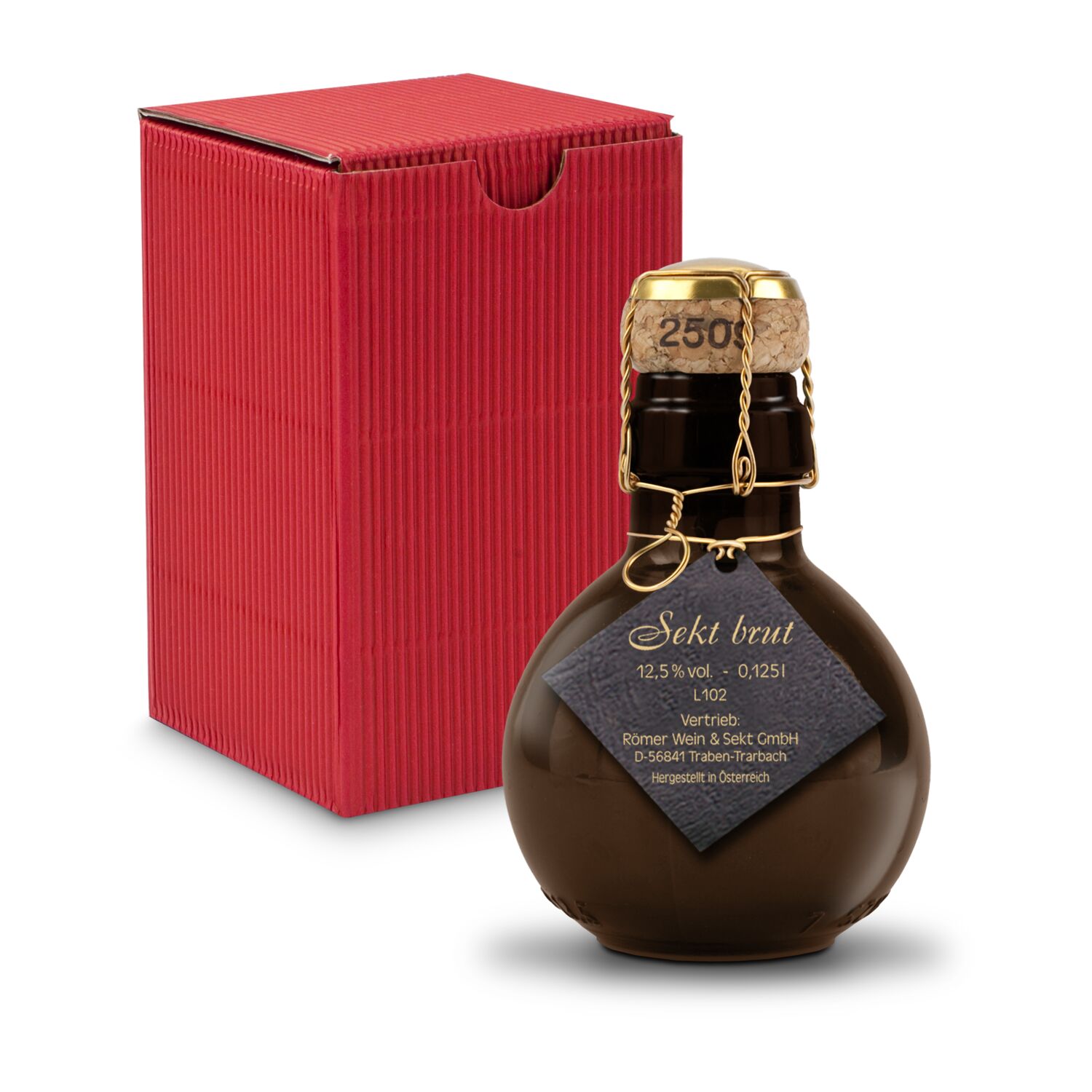Origineller Sekt schwarzer Anhänger - Karton Rot, 125 ml 2K1358c4