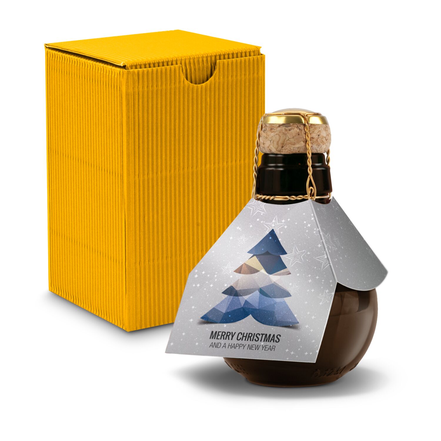 Origineller Sekt Merry Christmas - Karton Gelb, 125 ml 2K1358l1