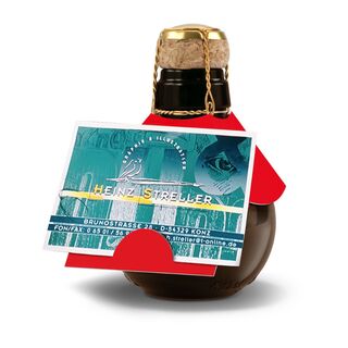 0,125 l hochwertiger Sekt brut in origineller Flasche mit Naturkork und Agraffe, Alkohol 12% Vol.