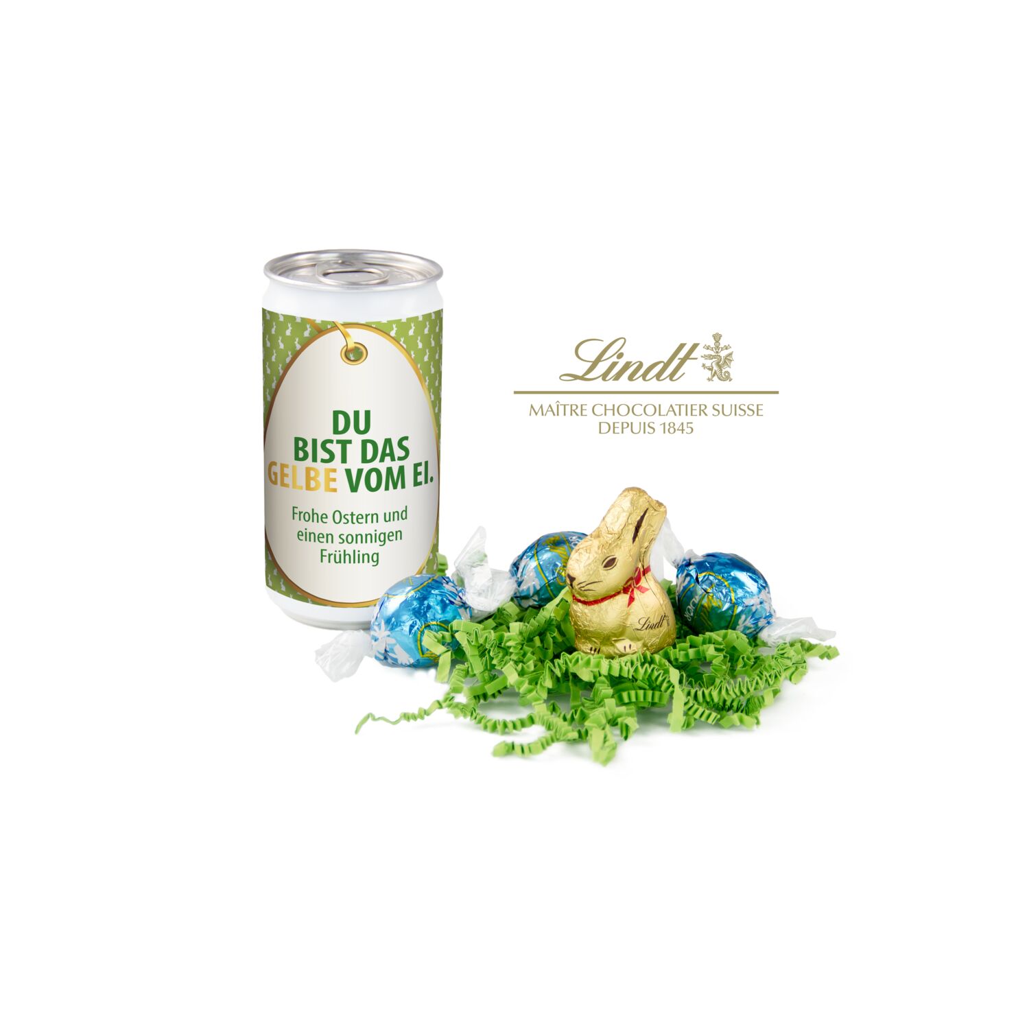 Geschenkartikel / Präsentartikel: Lindt-Oster-Überraschung - Etikett Du bist das Gelbe vom Ei 2K1625d