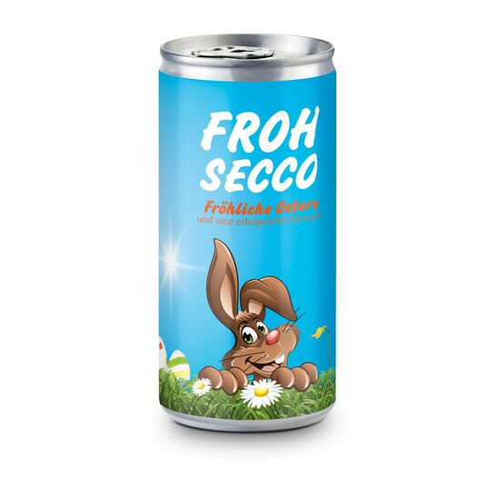 24 Secco Slimline Dosen (200 ml) für 24 Tage od. Menschen. Bereiten Sie Mitarbeitern, Kunden od. Geschäftspartnern eine prickelnde Osterzeit