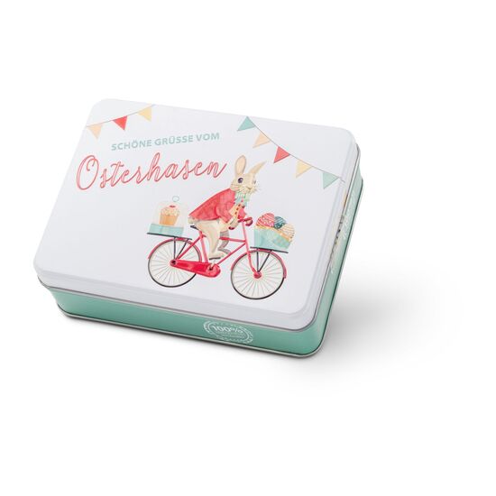 125 g Pralinen & Trüffel in einer bunten, österlichen Schmuckdose mit 3D-Prägung. Damit machen Sie großen & kleinen Osterhasen eine Freude!