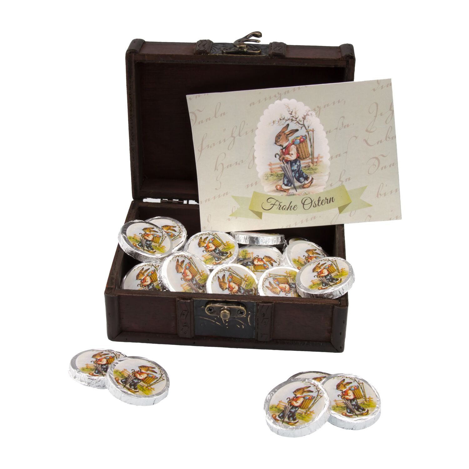 Geschenkartikel / Präsentartikel: Osterschatz mit 24 Vollmilch-Dublonen 2K1639