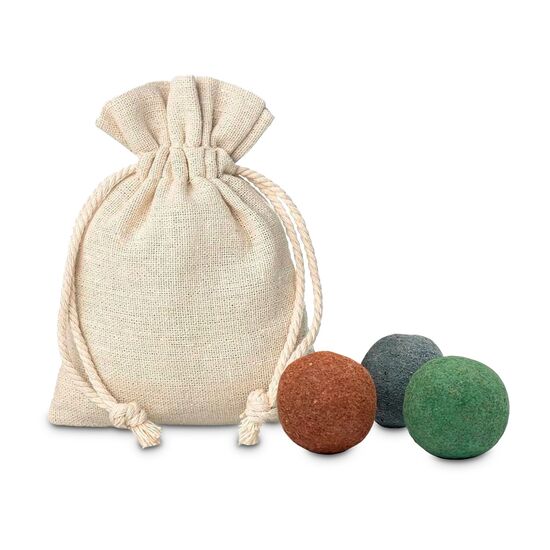 Kleines Säckchen mit Bee Happy-Anhänger gefüllt mit 3 Saatkugeln für eine farbenfrohe Blumenwiesen