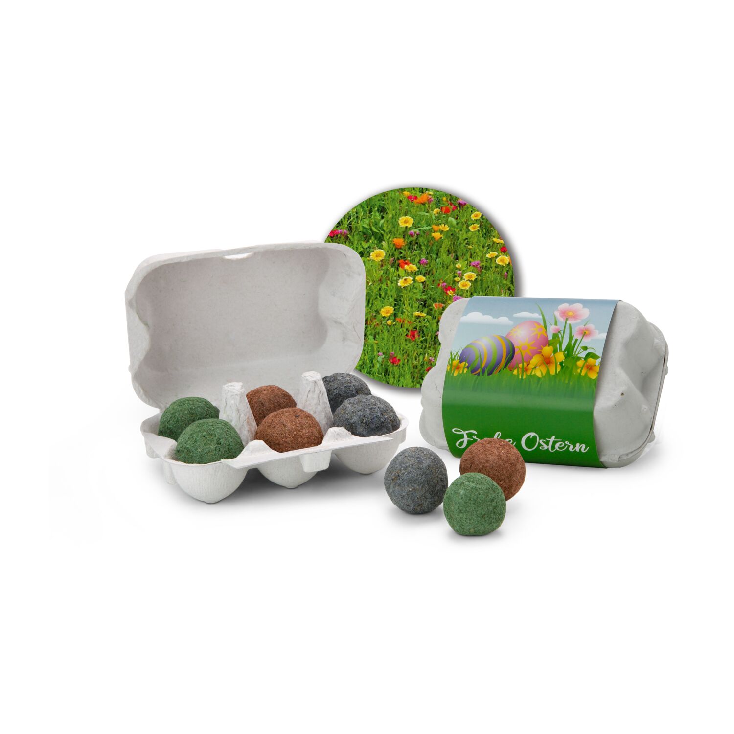 Geschenkartikel: Bienenweide im Oster-Eierkarton Blumen 2K1660b