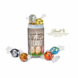 Geschenkartikel / Präsentartikel: Lindt-Geheimnis Ostern - Etikett Frohe Ostern - EierHasen 2K1679b
