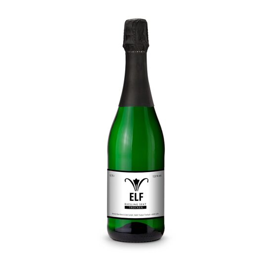 Rebsortenreiner Riesling Sekt in grüner Flasche (0,75 l), feinfruchtige Note, Alkohol 12% Vol.