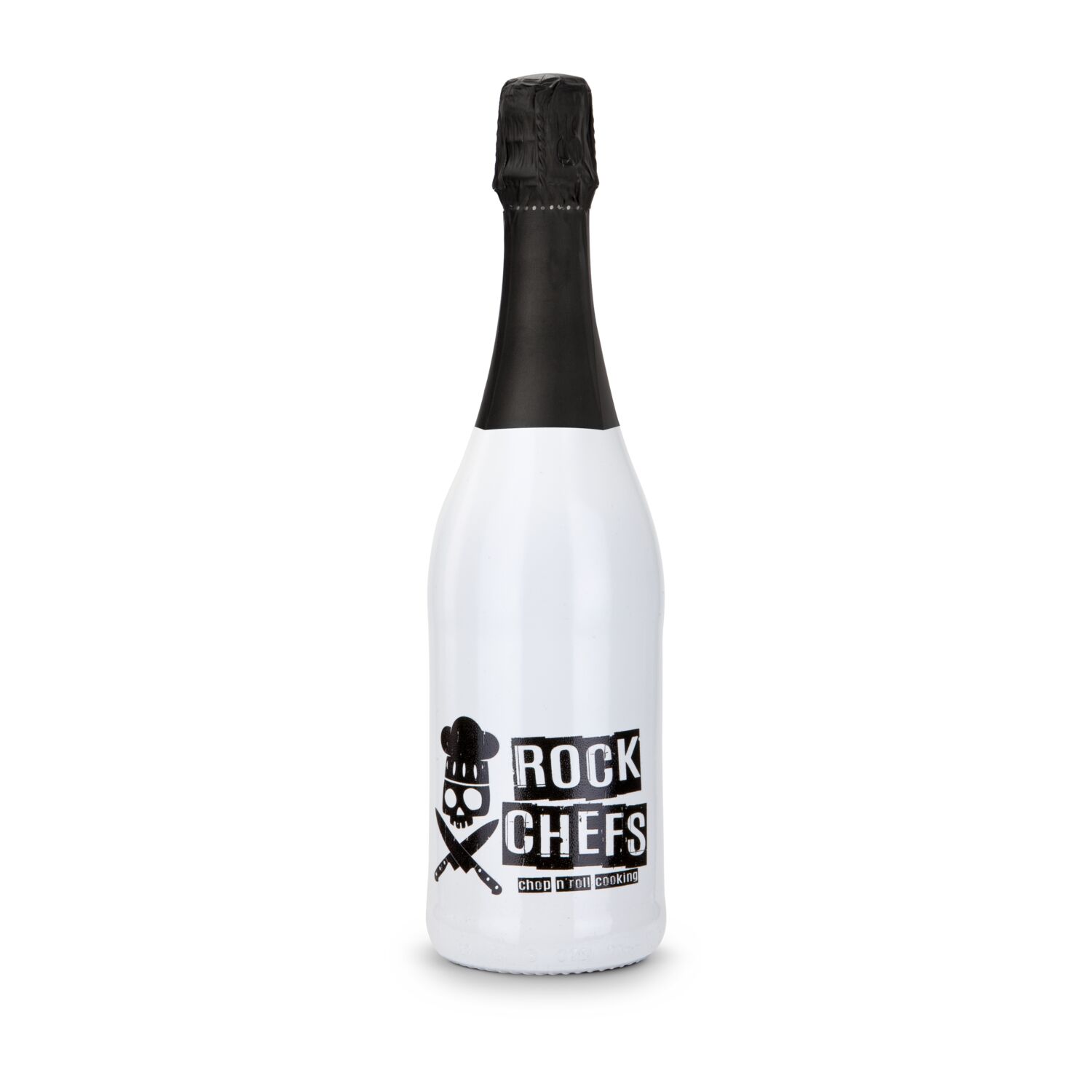 Sekt Cuvée - Flasche weiß-lackiert - Kapsel schwarz, 0,75 l 2K1911d