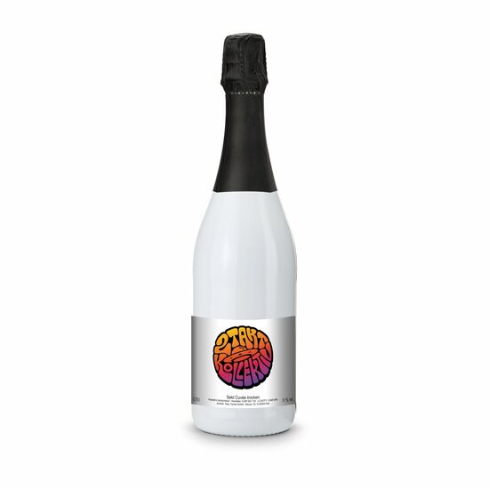 Sekt Cuvée - Flasche weiß-lackiert - Kapsel schwarz, 0,75 l 2K1911d