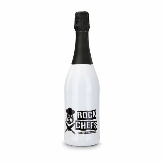 Sekt Cuvée - Flasche weiß-lackiert - Kapsel schwarz, 0,75 l 2K1911d