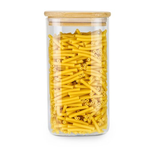 Das Set bietet eine bunte Mischung aus 35 verschiedenen Lindorkugeln zum Teilen in einem ROMINOX® Vorratsglas mit Bambusdeckel und Einleger.