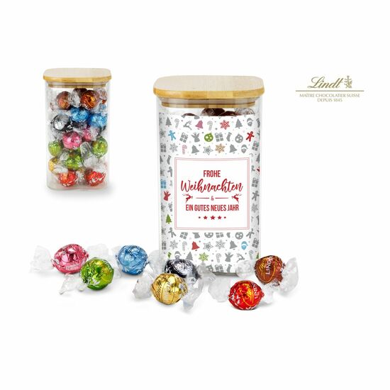 Geschenkset / Präsenteset: Lindor Team-Glas Frohe Weihnachten 2K2016b