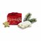 Ein 80 g Mini-Stollen in einer Pralinenverpackung mit „Merry Christmas” Aufdruck. Die Verpackung kann individuell gestaltet werden.