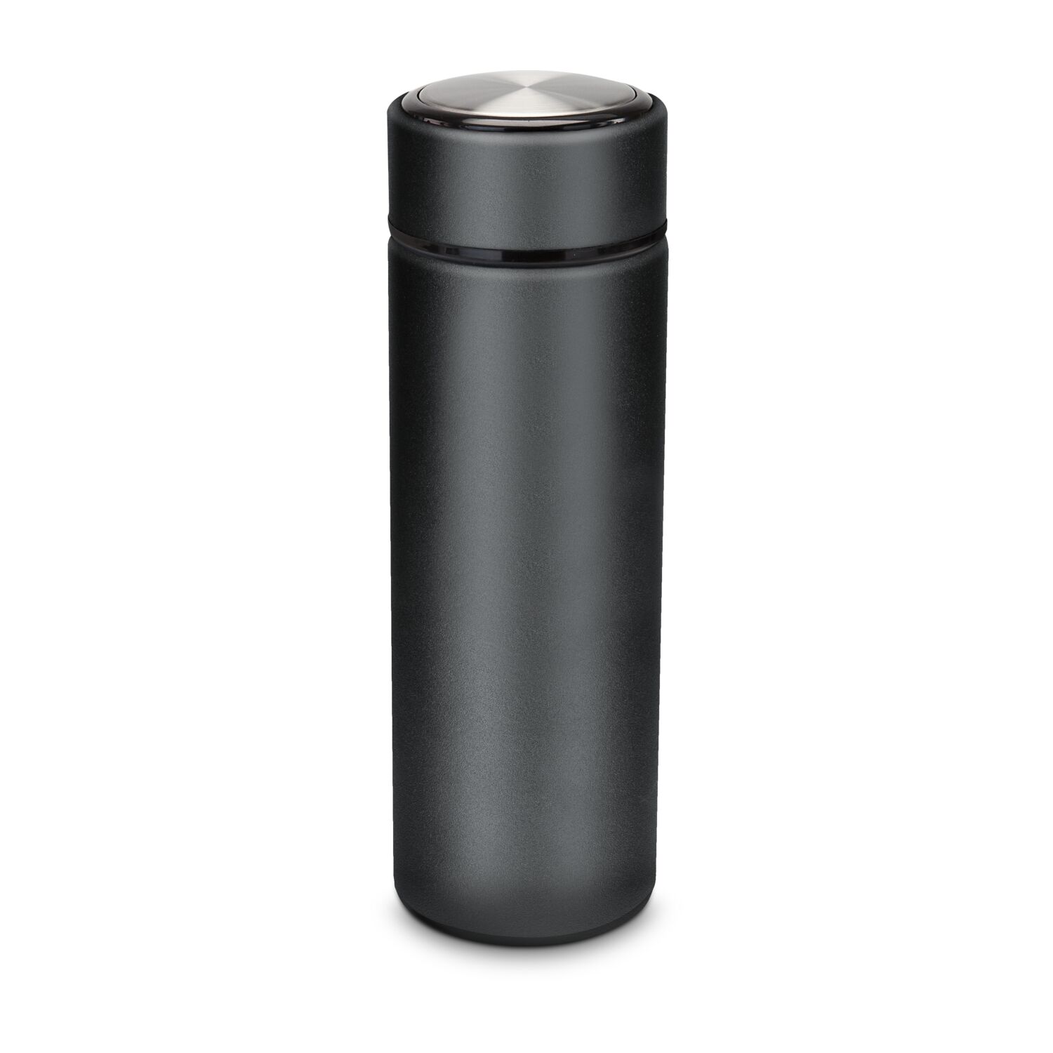 ROMINOX® Isolierflasche Calida (ca. 350 ml) kombiniert mit leckerem Früchtetee im Korkenglas (ca. 45 g). Im schwarzen Geschenkkarton.