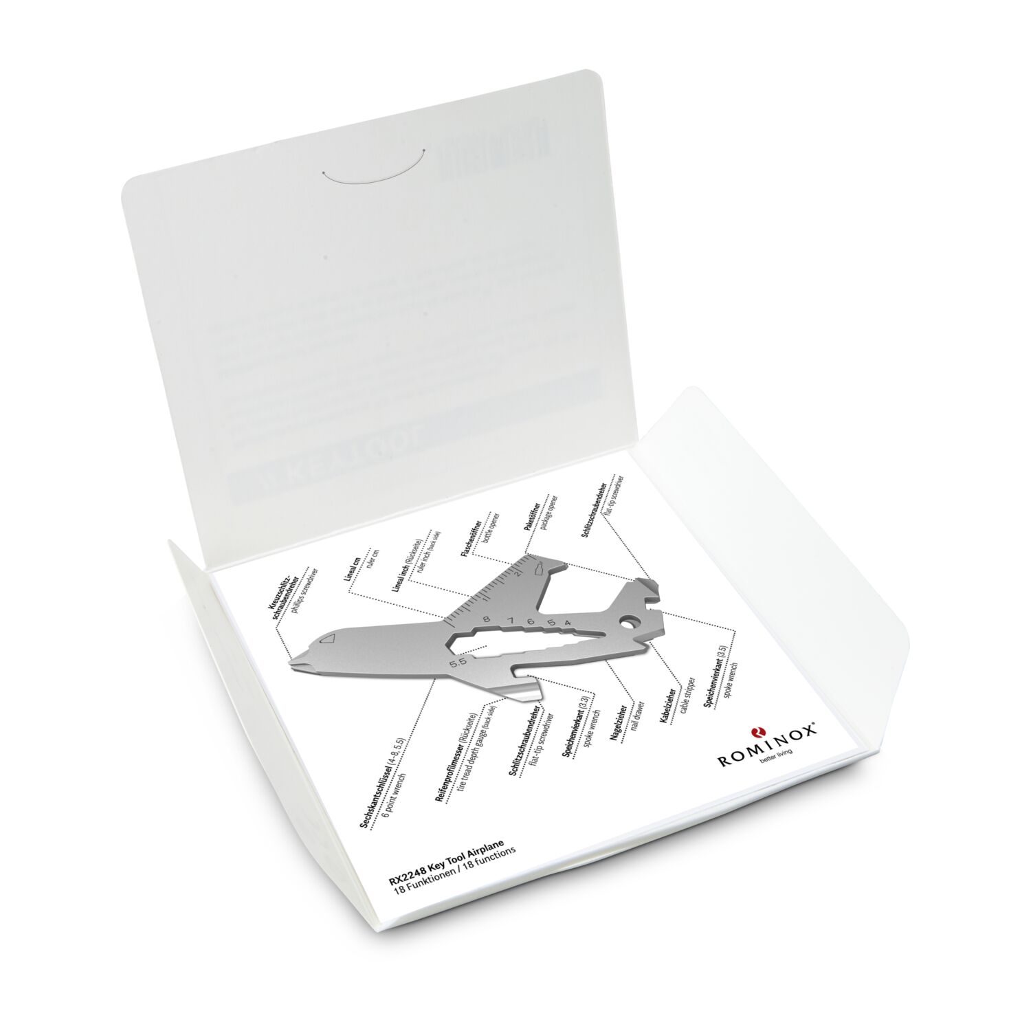 ROMINOX® Key Tool Airplane (18 Funktionen) Große Helden (Einzelhandel) 2K2105g
