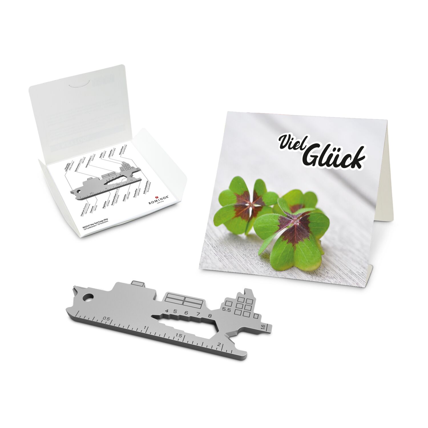 ROMINOX® Key Tool Cargo Ship (19 Funktionen) Viel Glück 2K2109f