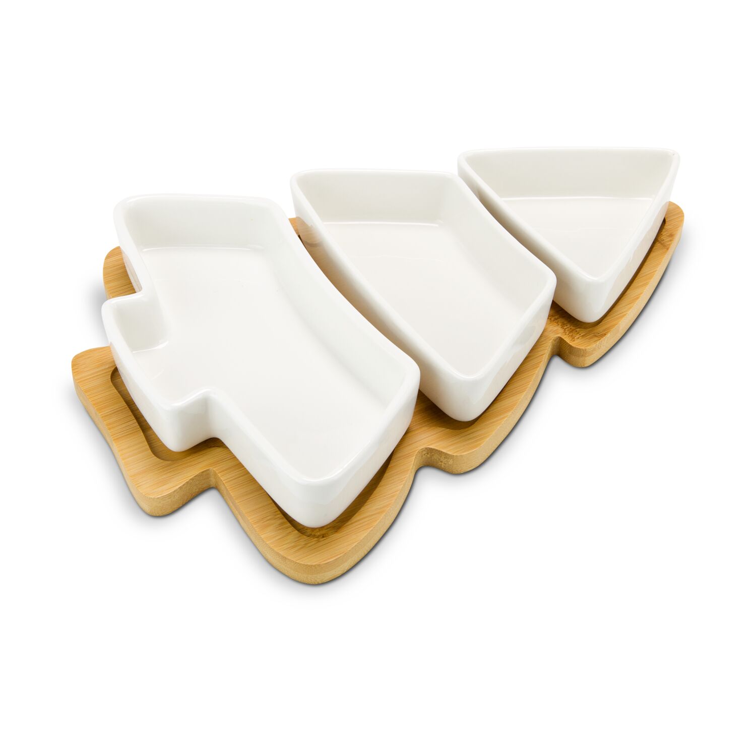 Das ROMINOX® Servierschalenset Tre Arbo kombiniert mit Lebkuchen, Lebkuchen Stäbchen und Mini-Plätzchen - verpackt im rotem Geschenkkarton.