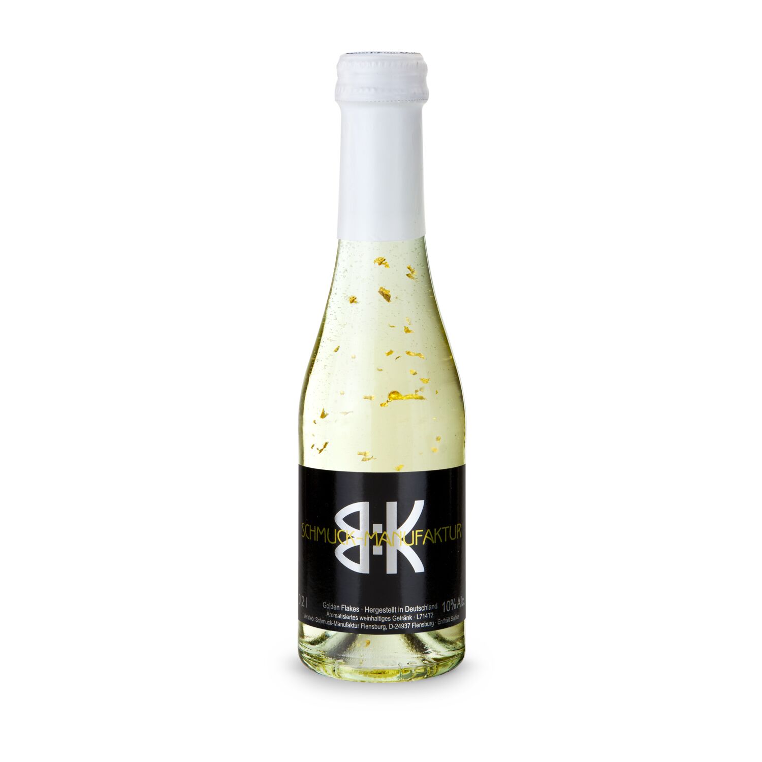 Ein trockener Piccolo Secco (0,2 l) kombiniert mit Tarallucci Käse-Pfeffer Kräckern (230 g) verpackt in einer hellgrauen ROMINOX® Filztasche inkl. Anhänger.