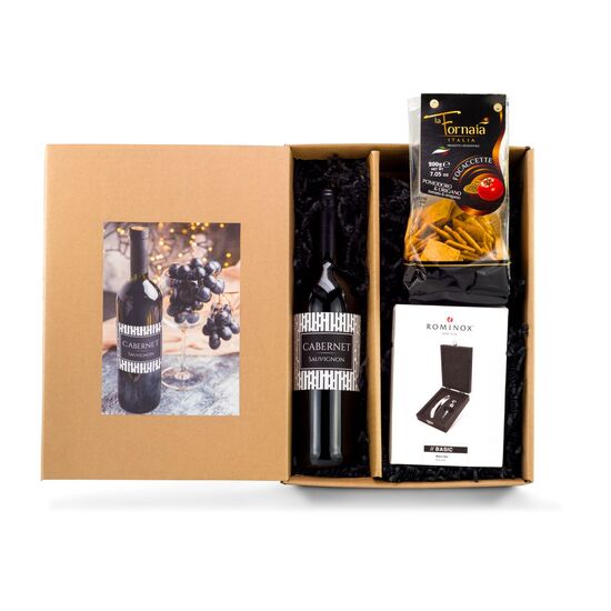 Geschenkset / Präsenteset: Wein & Snack 2K2185