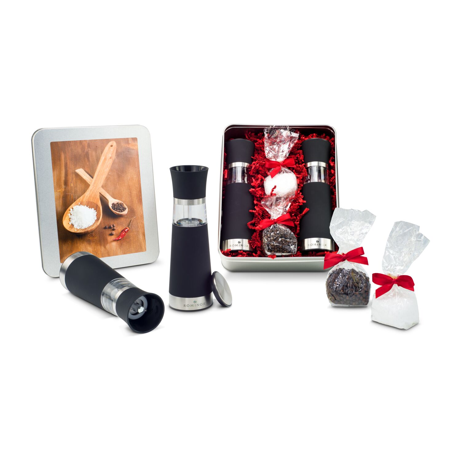 Geschenkset / Präsenteset: Salz- & Pfeffermühlen Set - in Silberdose 2K2191