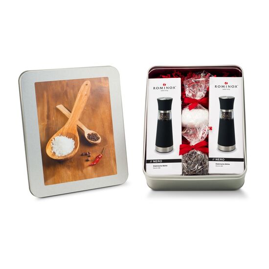 Geschenkset / Präsenteset: Salz- & Pfeffermühlen Set - in Silberdose 2K2191