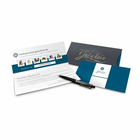 Geschenkgutschein Blau in Holzkiste, 20 € für Präsent-, Lifestyle- und Wellnessartikel 2K9120