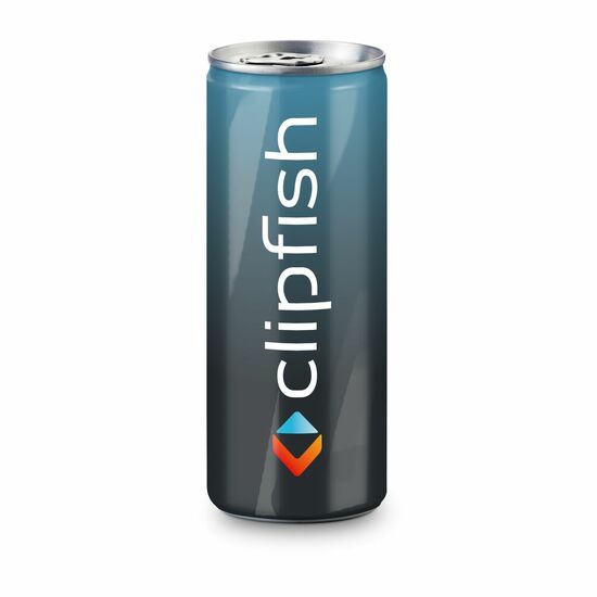 Latte Macchiato aus teilentrahmter Milch, Magermilch und Bohnenkaffee (45 mg Koffein / 100 ml), Slimline Dose 0,25 l in Silber mit Fullbody-Etikett Soft-Touch