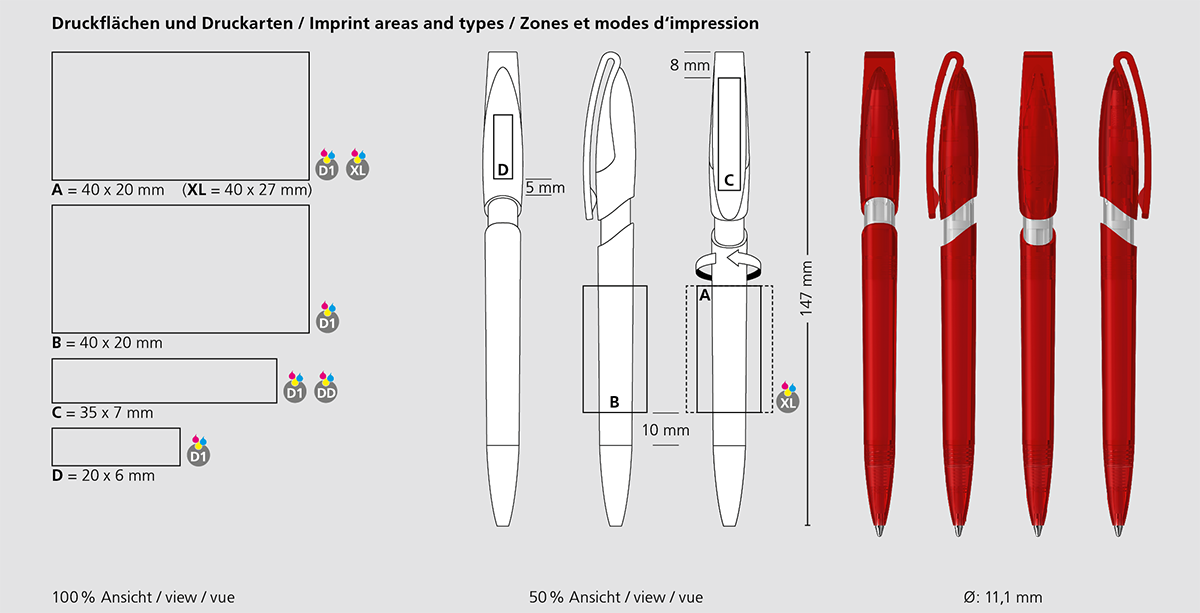 Klio-Eterna - Rodeo transparent - Druckkugelschreiber