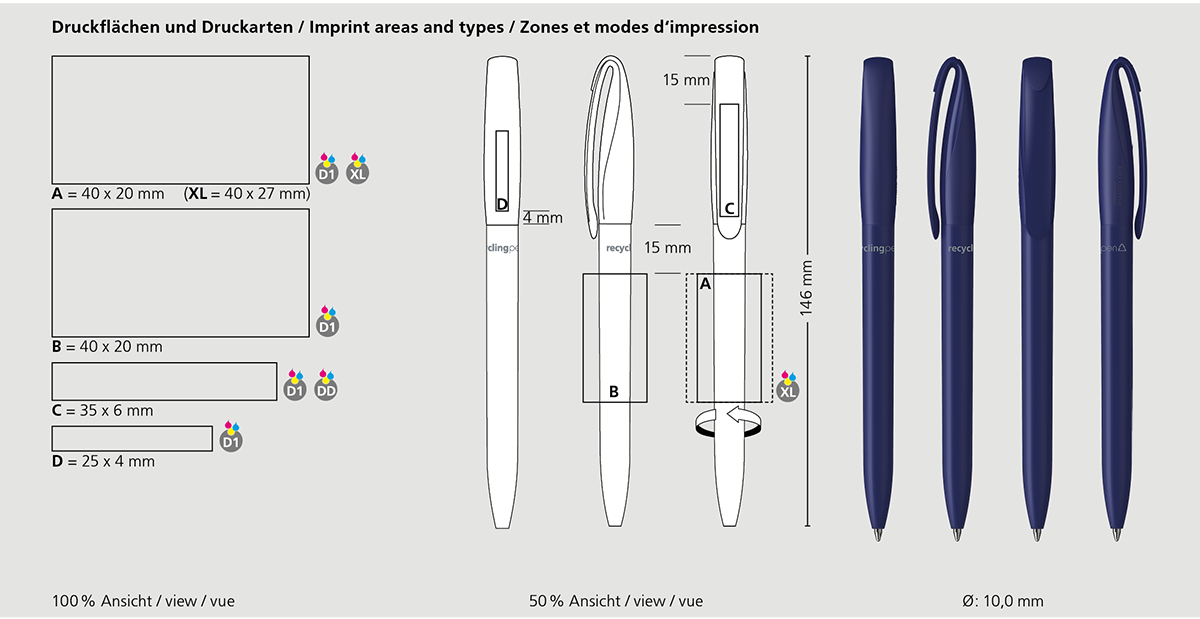 Klio-Eterna - Boa matt recycling - Drehkugelschreiber