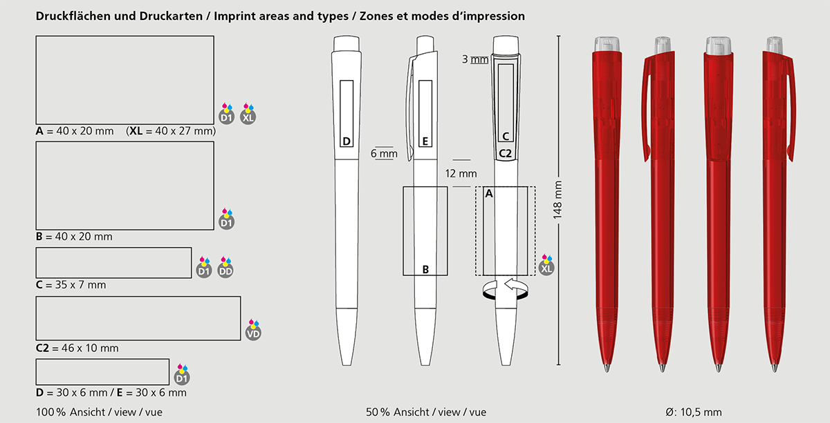Klio-Eterna - Zeno transparent - Druckkugelschreiber
