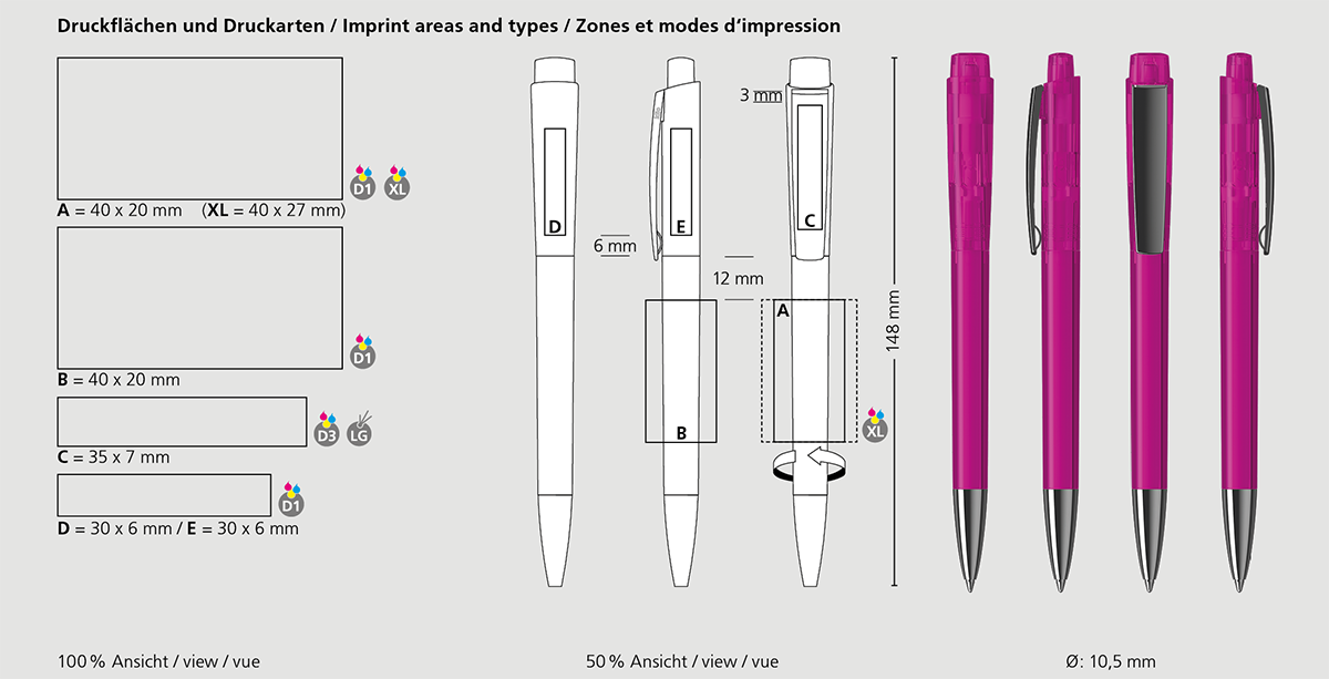 Klio-Eterna - Zeno transparent MMn - Druckkugelschreiber