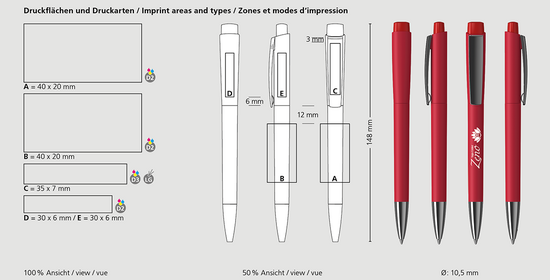 Klio-Eterna - Zeno softtouch/high gloss MMn - Druckkugelschreiber