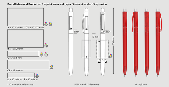 Klio-Eterna - Qube transparent - Druckkugelschreiber