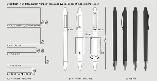 Klio-Eterna - Qube high gloss Mn - Druckkugelschreiber