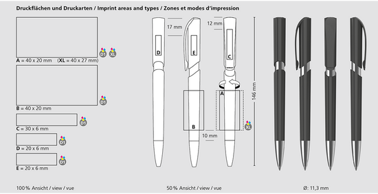 Klio-Eterna - Push high gloss Mn - Druckkugelschreiber