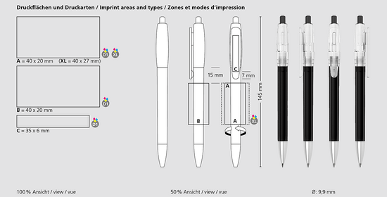 Klio-Eterna - Klix transparent Mn - Druckkugelschreiber