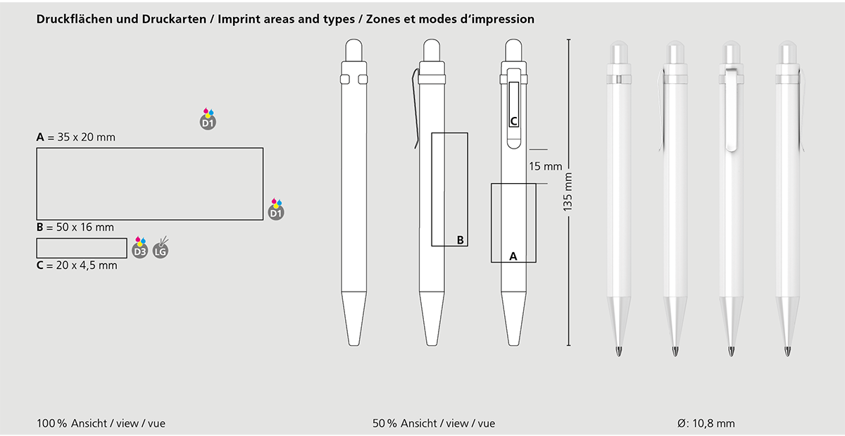 Klio-Eterna - Icy high gloss MMc - Druckkugelschreiber
