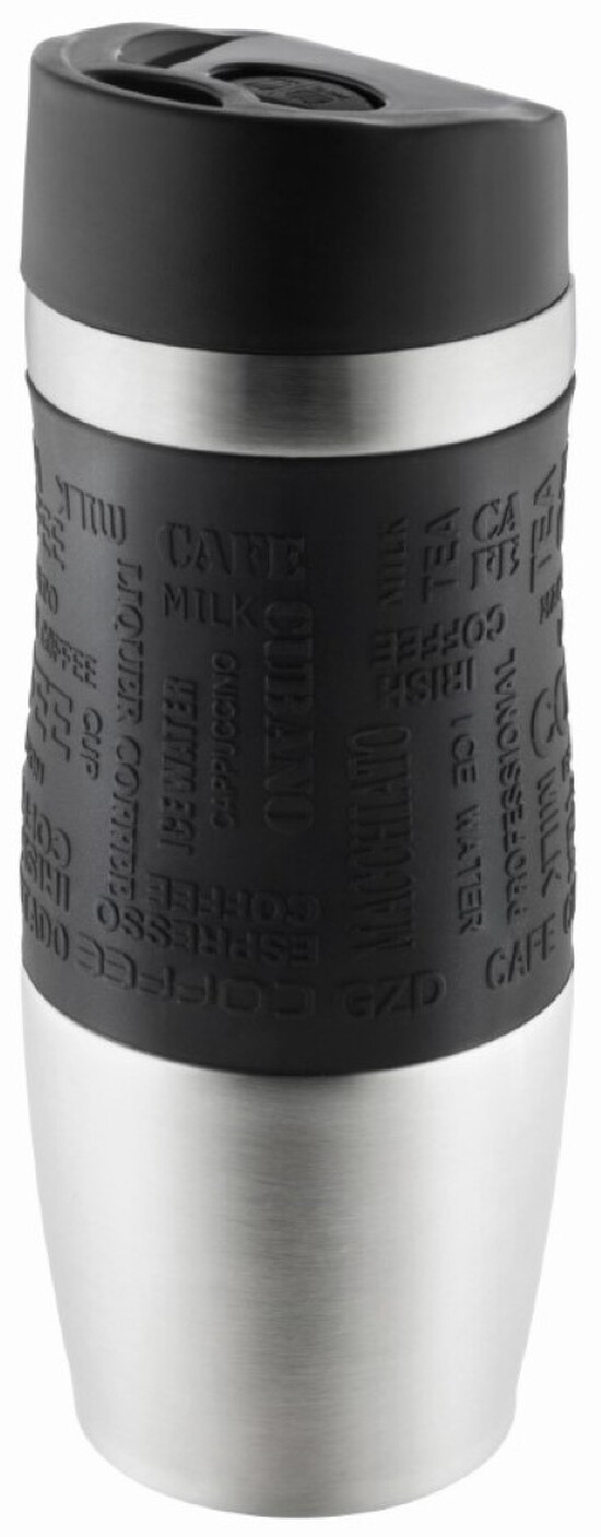Metmaxx® Thermobecher "CremaEleganza" silber, Manschette schwarz