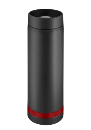 Metmaxx® Thermobecher "Crema" 360°  schwarz/Ring rot