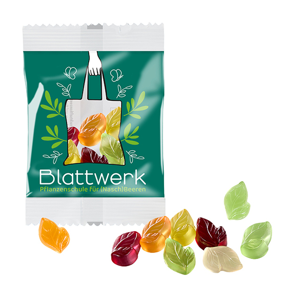 VEGANE Fruchtgummi STANDARD-Formen 10 g im kompostierbaren Tütchen