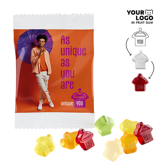 Fruchtgummi INDIVIDUELL 10 g im kompostierbaren Tütchen
