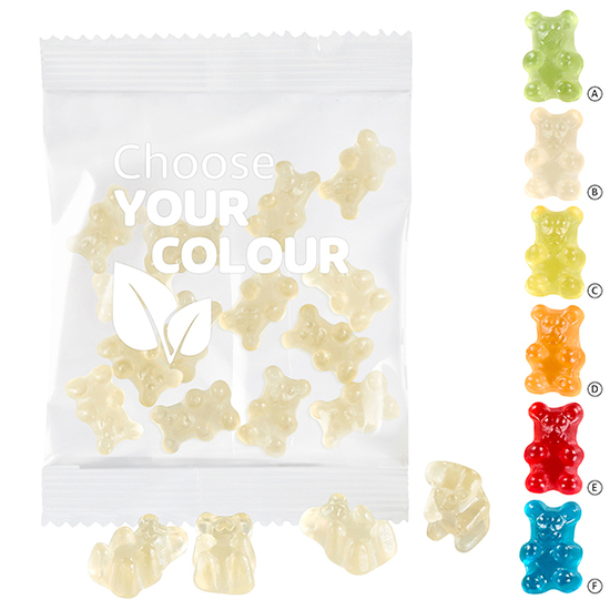 VEGANE 1-farbige Premium-Bärchen 20 g im kompostierbaren Tütchen