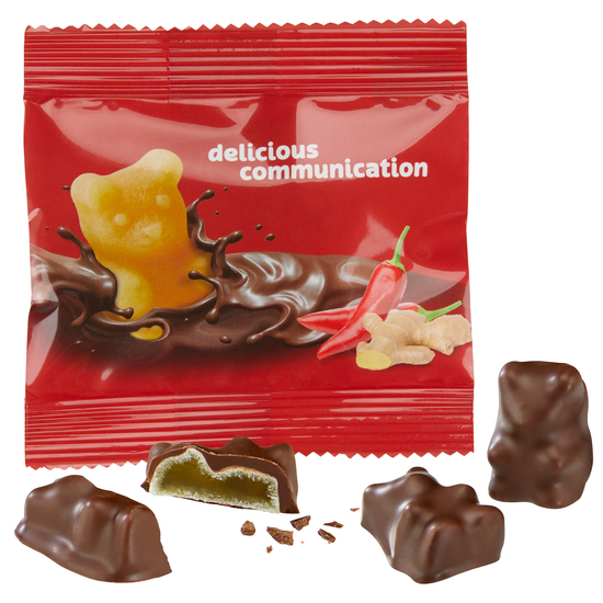 Schoko-Fruchtgummi-Bären im konventionellen Tütchen
