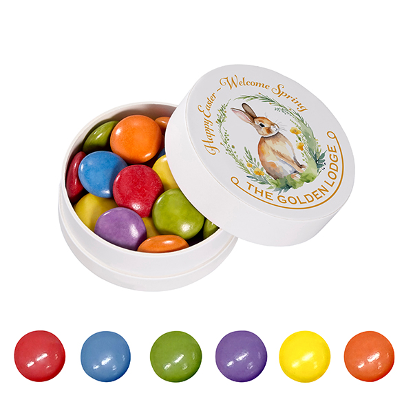 Papier XS-Taschendose mit bunten Schokolinsen, 16g