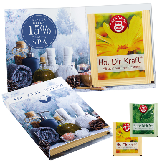 Süßes Briefchen mit aromaversiegeltem Kräuterteebeutel von Teekanne